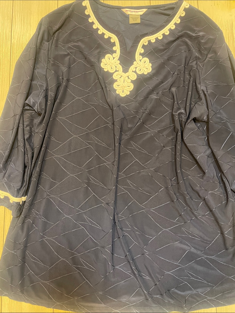 Allison Daley Navy Tunic with White Embroidered Trim